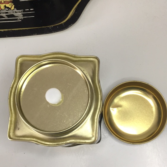 Vintage Asian Tin Tea Containers On Tray Decorative - Picture 15 of 16